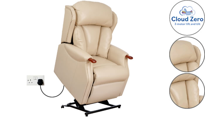 Celebrity Furniture Canterbury Leather Cloud Zero Riser Recliner with Headrest and Lumbar Support